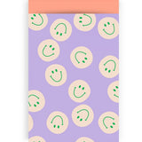 Cadeauzakjes lila smiley - 5 stuks