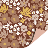 Cadeaupapier bloemen bruin