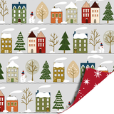 Cadeaupapier winter huisjes