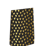Gift bag hartjes grijs/goud (M) - 5 stuks