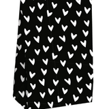 Gift bag (L) zwart met witte hartjes - 5 stuks