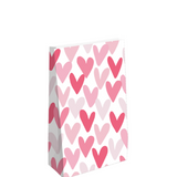 Kraft papieren zakken (L) hartjes roze - 5 stuks