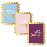 Sluitstickers hoera postzegel - 10 stuks