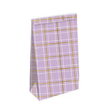 Kraft papieren zakken lila ruit (L) - 5 stuks