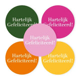 Sluitstickers hartelijk gefeliciteerd kleur - 10 stuks