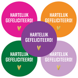 Sluitstickers hartelijk gefeliciteerd kleur - 10 stuks