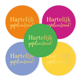Sluitstickers hartelijk gefeliciteerd - 10 stuks