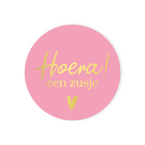 Sluitsticker hoera een zusje - 10 stuks