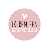 Sluitsticker ik ben een grote zus roze - 10 stuks