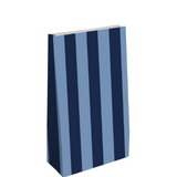 Kraft papieren zakken (L) streep blauw - 5 stuks