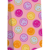 Kraft papieren zakken (L) smiley roze - 5 stuks